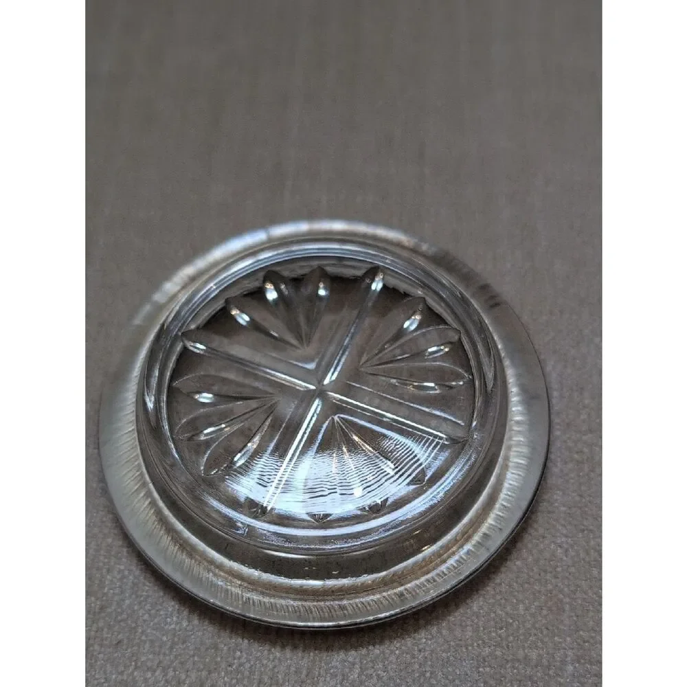Vintage F B Rogers Sterling Silver Cut Glass Coaster Retro Ashtray